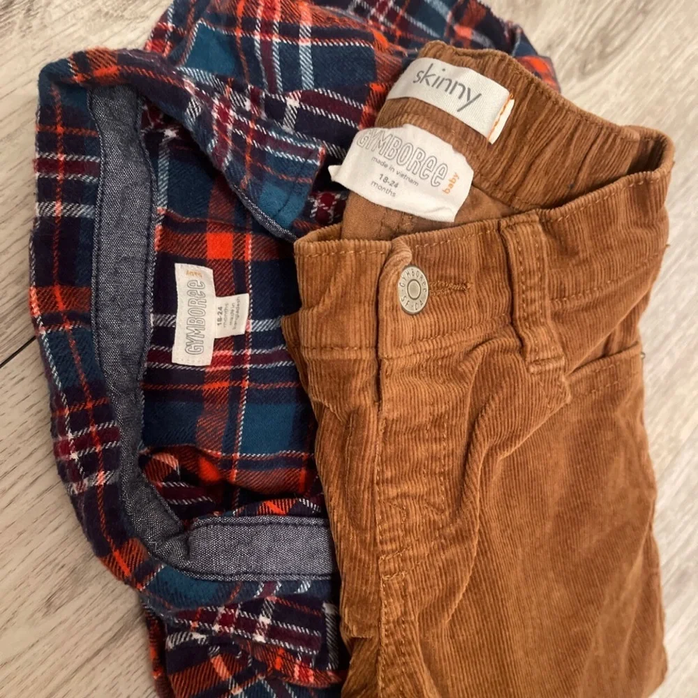 Gymboree 18-24 Months Boys Outfit flannel top and Corduroy pants